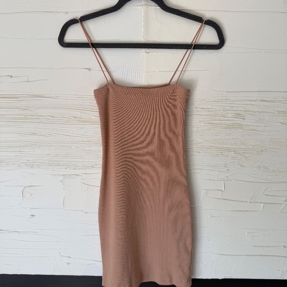 Zara Nude Ribbed Mini Dress | Size S - Picture 2 of 5